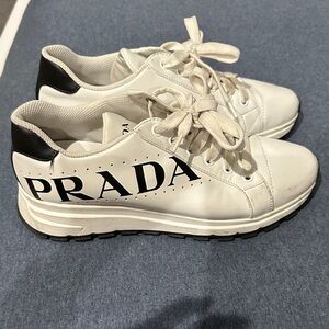 Prada Women's White and Black Sneakers